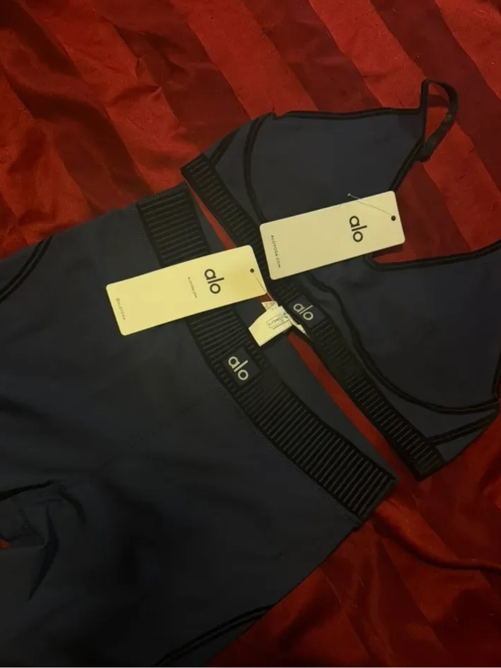 ALO Yoga black Sports Bra and High-Waist Brief Set